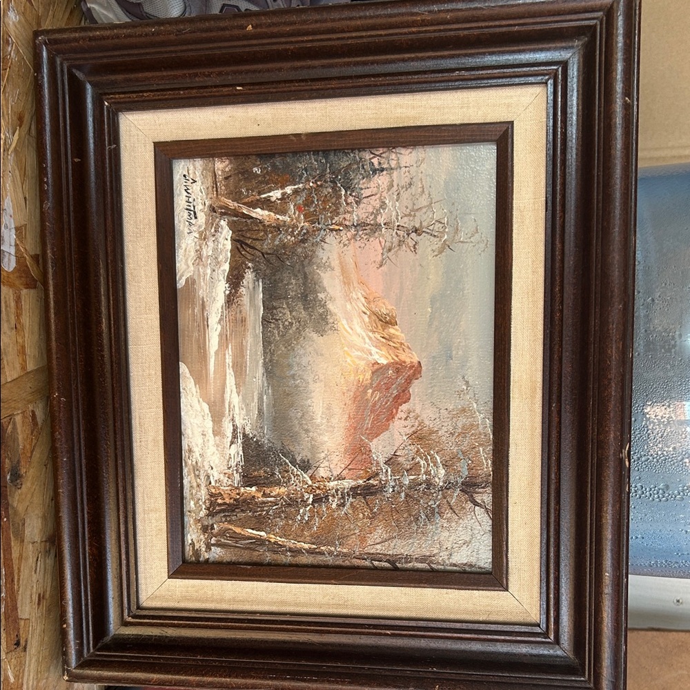 Framed Winter Landscape Wall Art - Brown and Cream